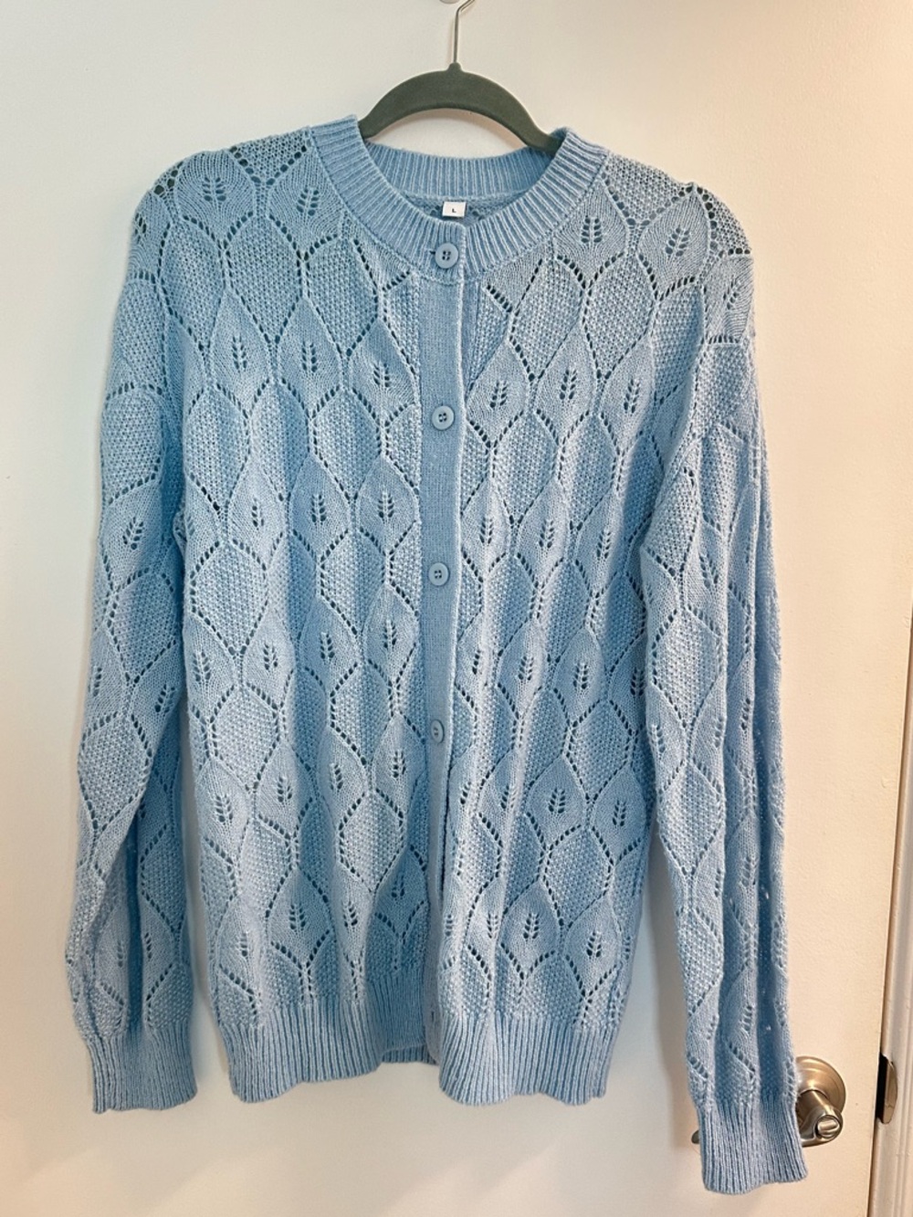 Light Blue Knit Button-Up Cardigan Sweater